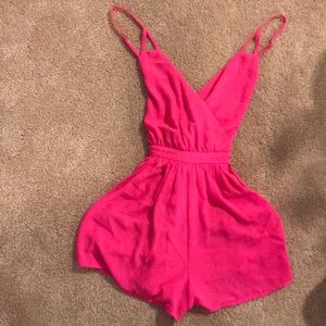 Cross back pink romper